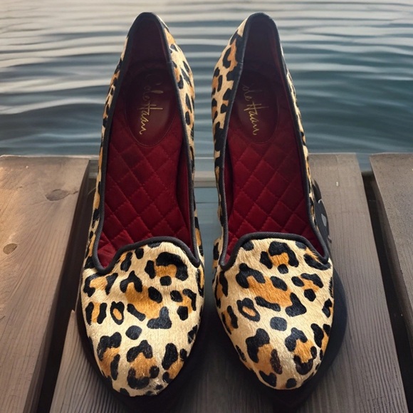 COLE HAAN Air Pony Hair Leopard Chunky Heel Comfort Heels Pumps 8.5 - Picture 1 of 9